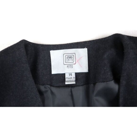 WOMEN'S GRAY 100% WOOL DOUBLE-BREASTED SKIRT SUIT - AMANDA SMITH - SIZE 14P - Picture 5 of 10